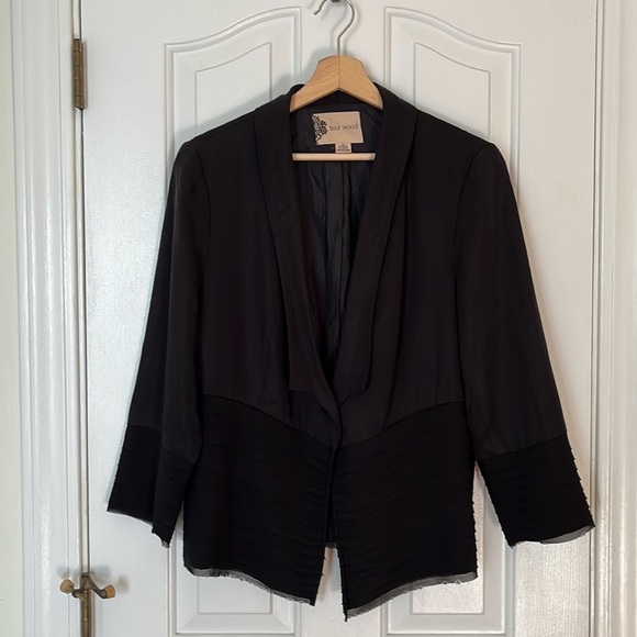 Anthropologie | Fleur Wood Strata Layered One Button Blazer Jacket Black 12 - Picture 4 of 11